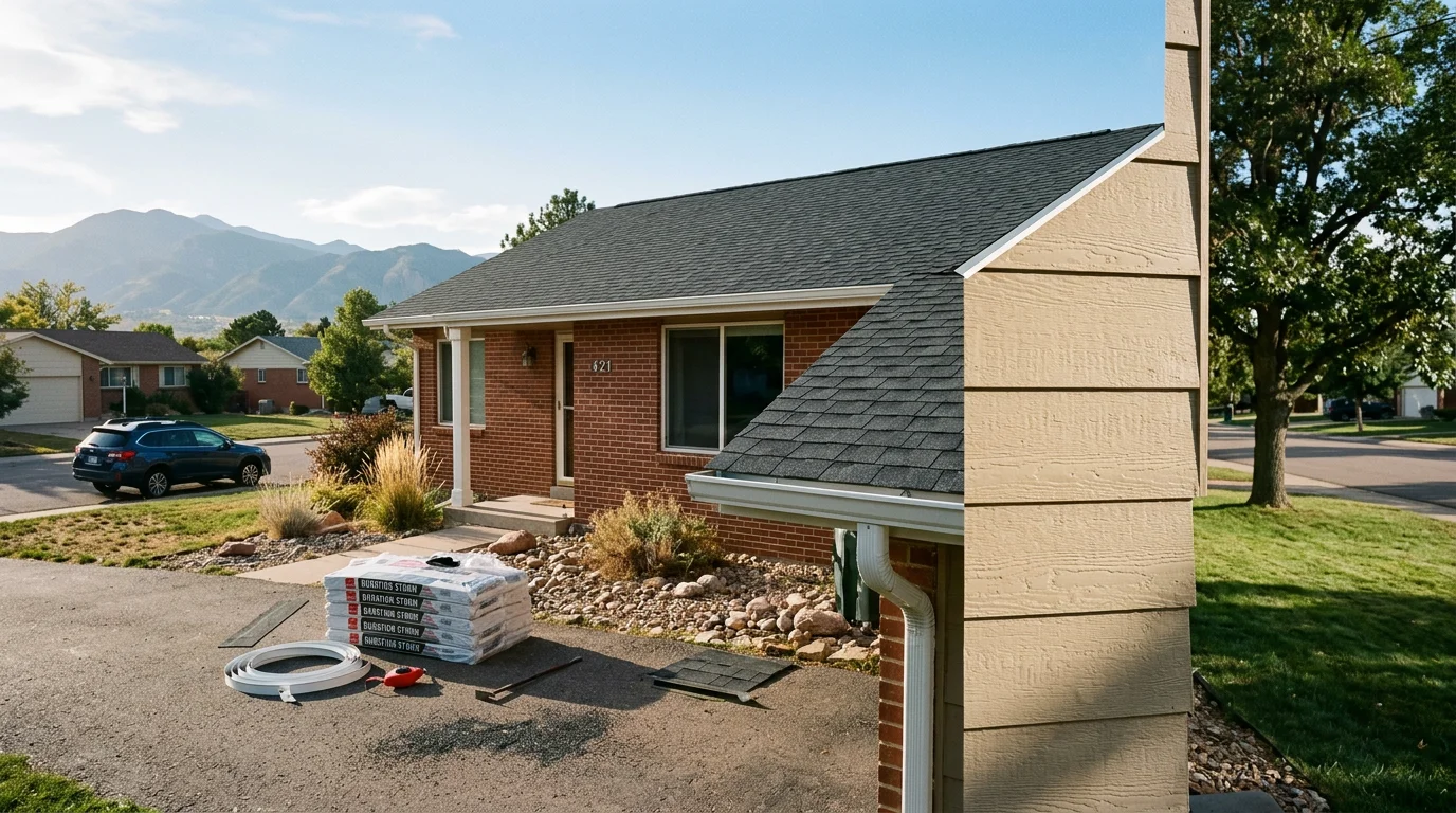 Roofer of the Rockies crew working on an asphalt shingle roof on a home in Colorado Springs